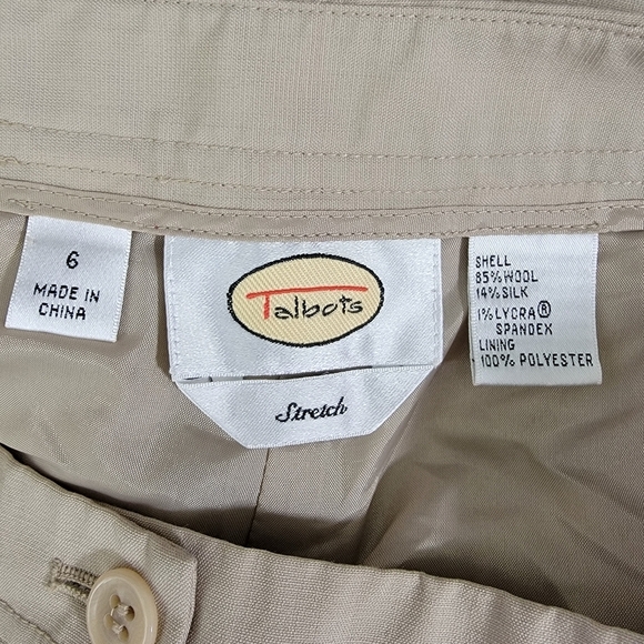 Talbots Wool Silk Womens Trousers Dress Pants Tan Stretch Straight Leg Size 6 - Picture 5 of 10